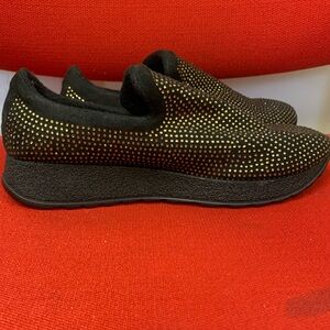 Black and Gold Slip-On Sneakers